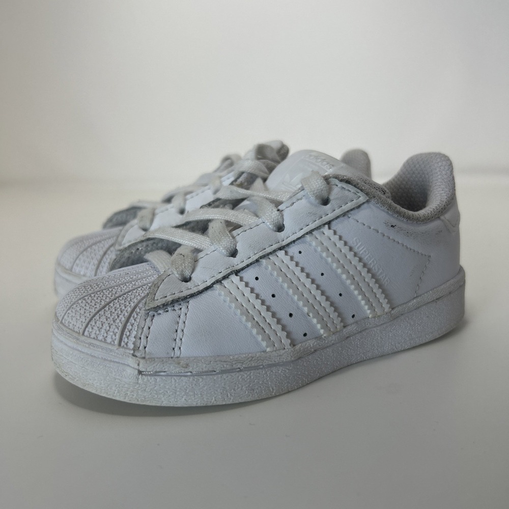 Addias Original Superstar EL I‎ Toddler Shoe Size 7K White Casual EF5397